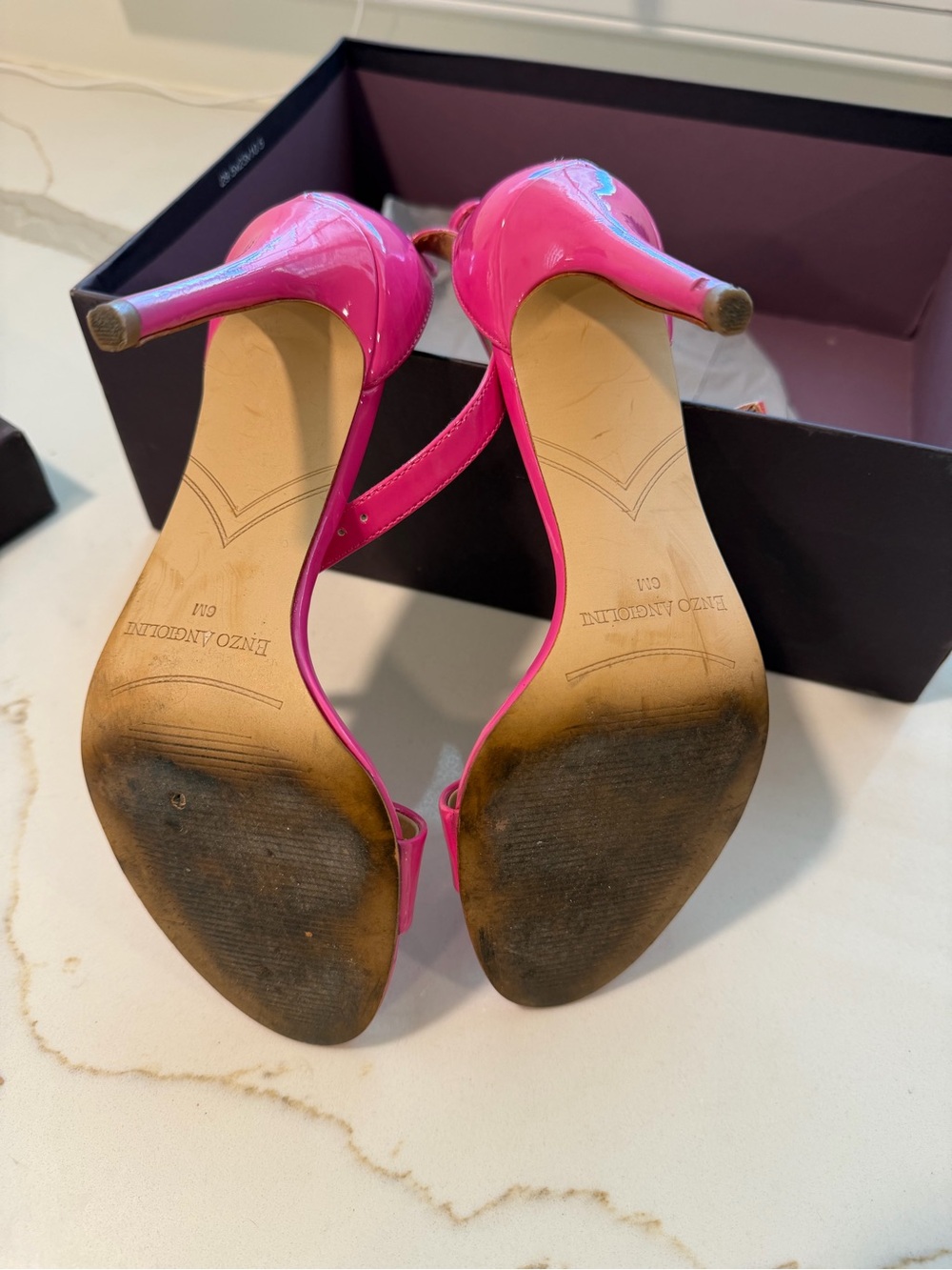 Enzo Angiolini Hot Pink Patent Ankle-Strap Heels - Picture 3 of 6